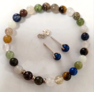 Juego Pulsera y Pendientes Minerales Naturales Pla