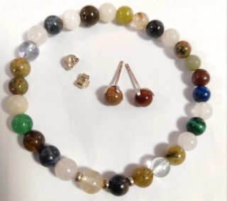 Juego Pulsera y Pendientes Minerales Naturales Pla