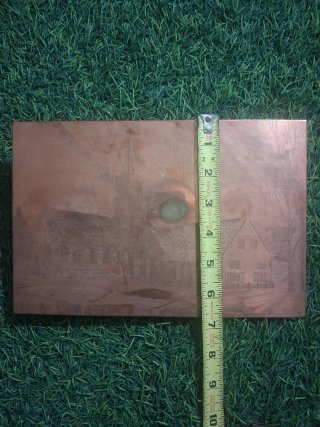 Placa de cobre grabada paisaje