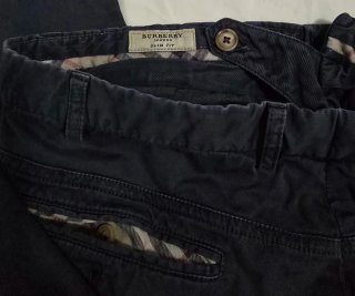 Pantaloni Burberry Uomo Slim Fit Blu Tg 54