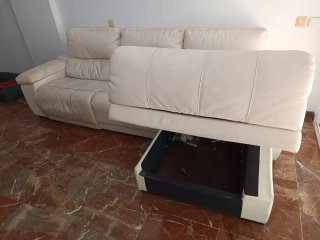 ¡URGE VENDER!  Sofá Chaise Longue Piel Blanco Moto