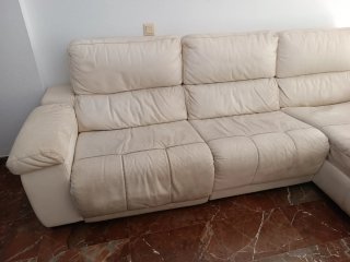 ¡URGE VENDER!  Sofá Chaise Longue Piel Blanco Moto