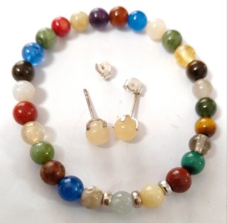 Juego Pulsera y Pendientes Minerales Naturales Pla