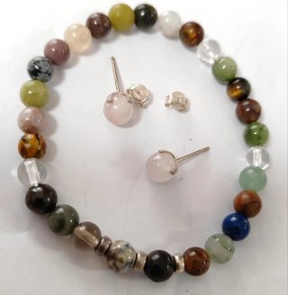 Juego Pulsera y Pendientes Minerales Naturales Pla