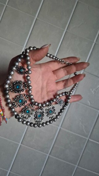 Collana argento e turchese