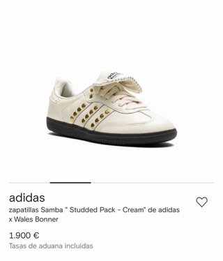 Adidas Samba Blanco Crema Cuero con Tachuelas Dora