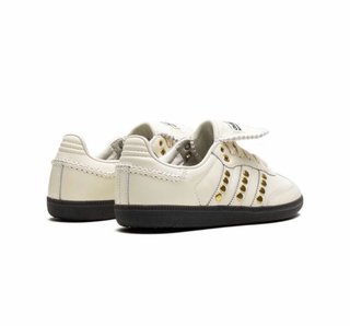 Adidas Samba Blanco Crema Cuero con Tachuelas Dora