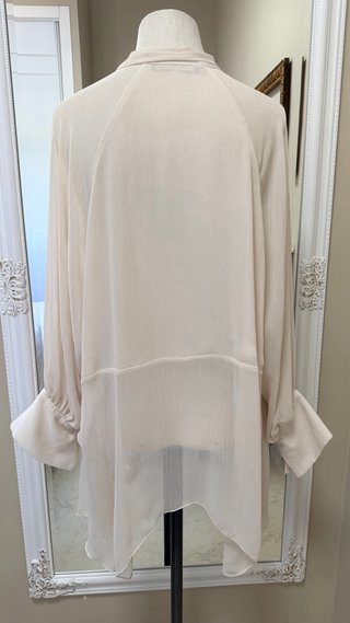 Blusa Zara gasa lazo beige/blanco