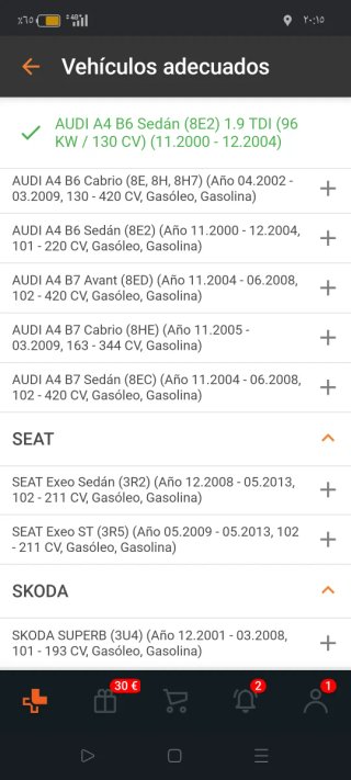 Cremallera para Audi A4 siat skoda
