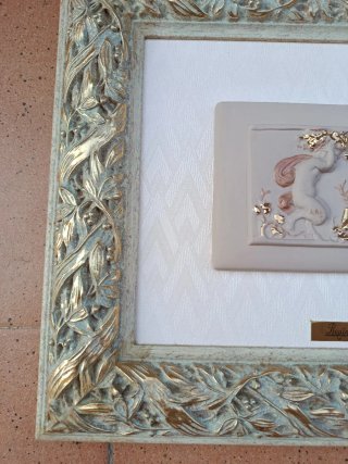 Conjunto 2 Cuadros Porcelana Ángeles Dorado.