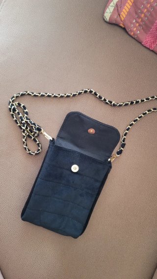 Bolso mini terciopelo Dessange Paris negro
