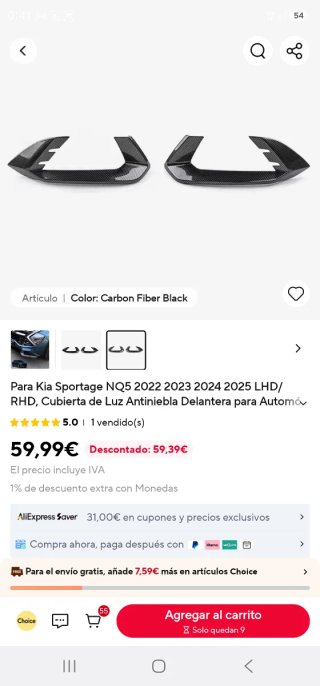 Embellecedor antiniebla Kia Sportage 2022-2025
