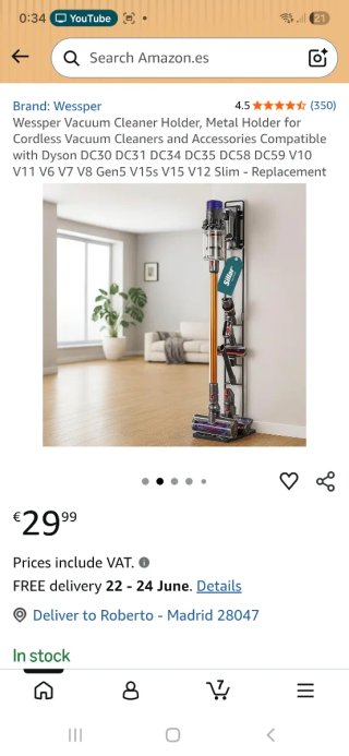 Soporte aspirador Dyson V6 V7 V8 V10  V11  V12