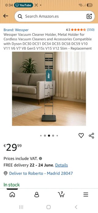 Soporte aspirador Dyson V6 V7 V8 V10  V11  V12