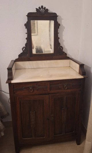 Conjunto Cama y Tocador Antiguos Madera