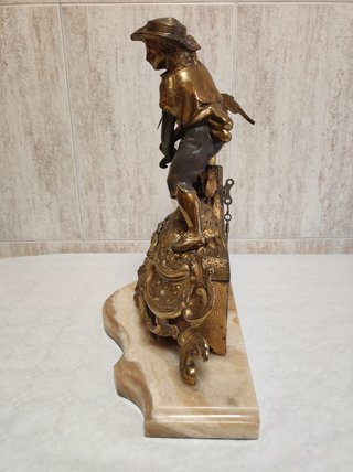 Reloj de bronce antiguo base de mármol