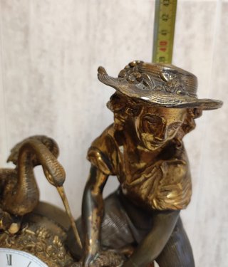 Reloj de bronce antiguo base de mármol