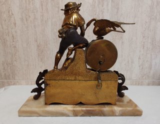 Reloj de bronce antiguo base de mármol