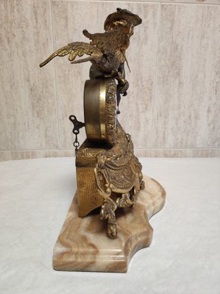 Reloj de bronce antiguo base de mármol