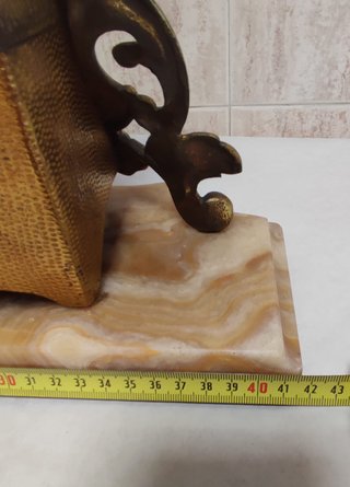 Reloj de bronce antiguo base de mármol
