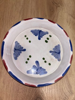 Plato decorativo cerámica azul y blanco macetas