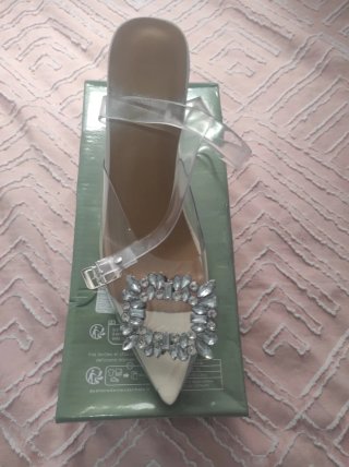 Sandalia tacón boda beige/plata