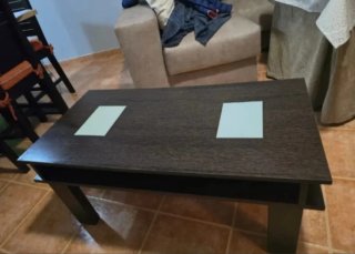 Mesita de salón madera y cristal