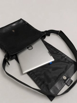 Bolso bandolera piel auténtica negro