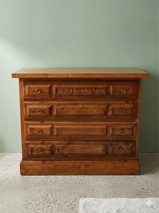 Cómoda rústica de madera maciza con 4 cajones