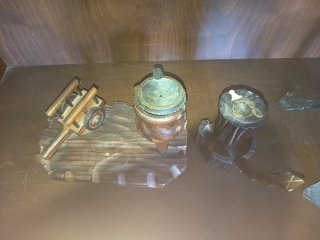 Juego de fumador de madera tallada