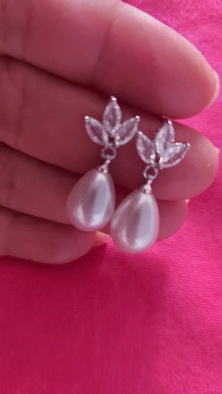 Pendientes Novia Perla y Circonita