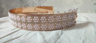 Cinturón dorado con perlas/brillantes-bolso dorado