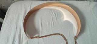 Cinturón dorado con perlas/brillantes-bolso dorado