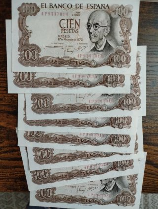 8 Billetes 100 Pesetas 1970 SC