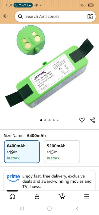Batería Li-ion 14.8V 6400mAh para Roomba