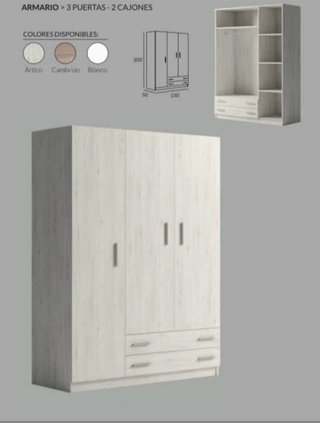 Armario 3 Puertas Eco con 2 Cajones