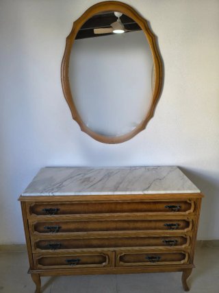 DORMITORIO COMPLETO DE MADERA Y MÁRMOL