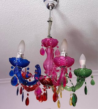 Lámpara colgante de cristal multicolor