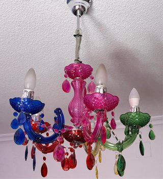 Lámpara colgante de cristal multicolor
