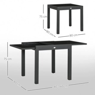 Mesa Jardín Extensible Cristal 80/160x80x75 cm