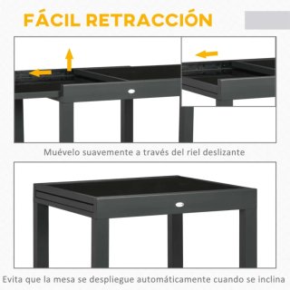 Mesa Jardín Extensible Cristal 80/160x80x75 cm