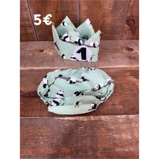 Conjunto Corona y Pañalero Panda 1 Año