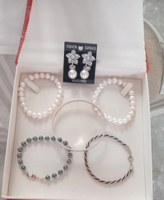 Lote 5 pulseras vintage plata y perlas