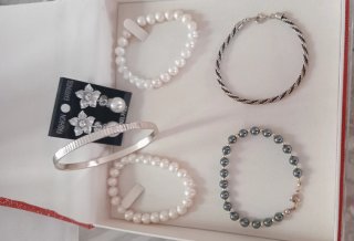 Lote 5 pulseras vintage plata y perlas