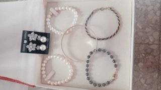 Lote 5 pulseras vintage plata y perlas