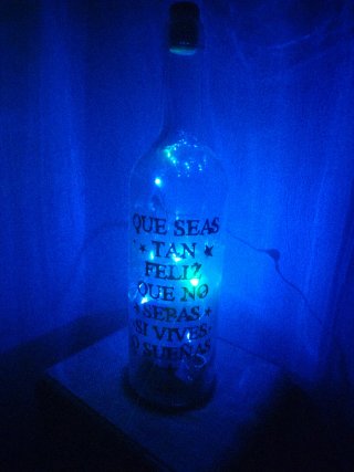 Botella decorativa con mensaje y luz