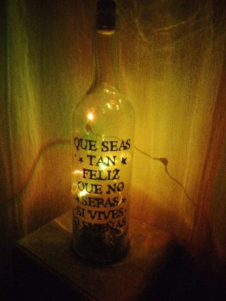 Botella decorativa con mensaje y luz