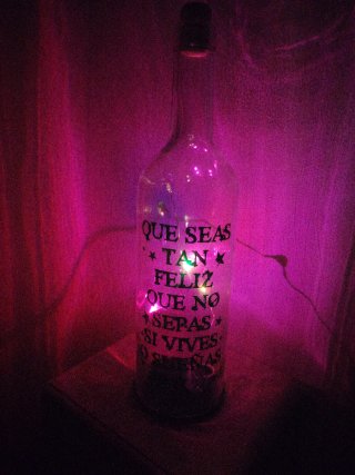 Botella decorativa con mensaje y luz