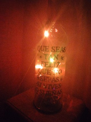 Botella decorativa con mensaje y luz