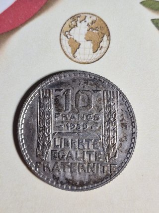 Moneta 10 Franchi 1939 Argento Francia